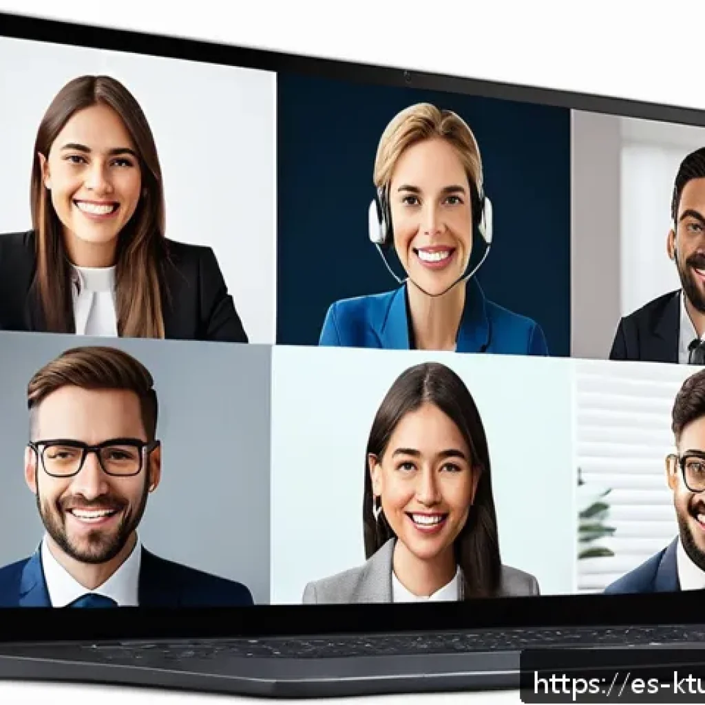 디지털 학습 환경에서의 팀워크를 위한 도구 - A diverse virtual team engaged in a video conference call, each member appearing on separate screens...